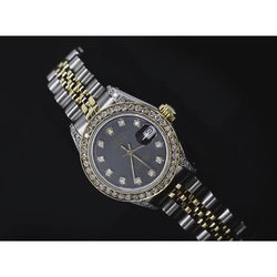 Rolex Datejust Women Watch Custom Diamond Dial Two Tone