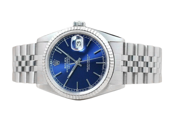 Rolex Datejust Year 2000 Blue Stick Dial 36 mm Stainless Steel Watch