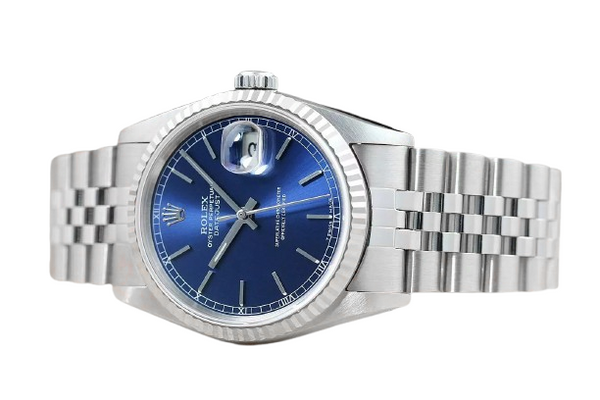 Rolex Datejust Year 2000 Blue Stick Dial 36 mm Stainless Steel Watch