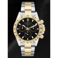 Rolex Daytona Chronograph Black Dial Steel Yellow Gold Two Tone Watch