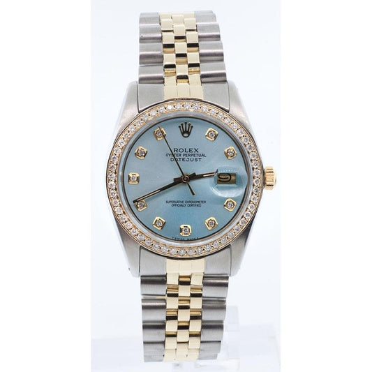 Blue Mother Of Pearl Diamond Dial Bezel Watch Tt Jubile