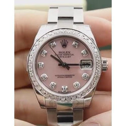 Rolex Dj Watch Pink Mother Of Pearl Dial Custom Diamond Bezel Ss