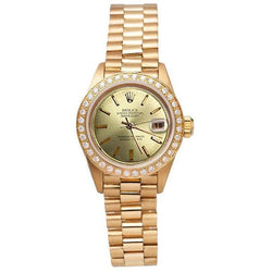 Rolex Dj Watch Presidential Style Champagne Stick Dial  Bezel