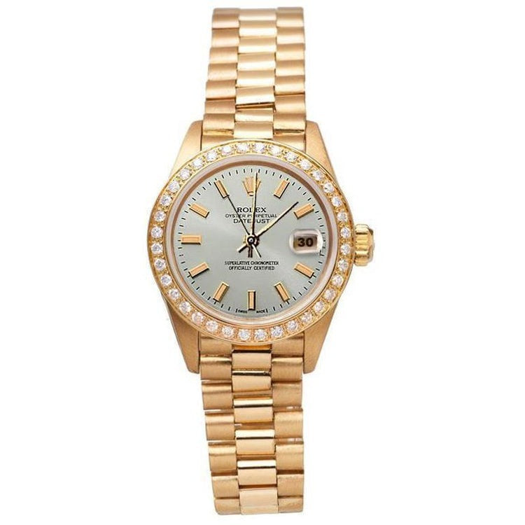 White Stick Dial President Style Watch Diamond