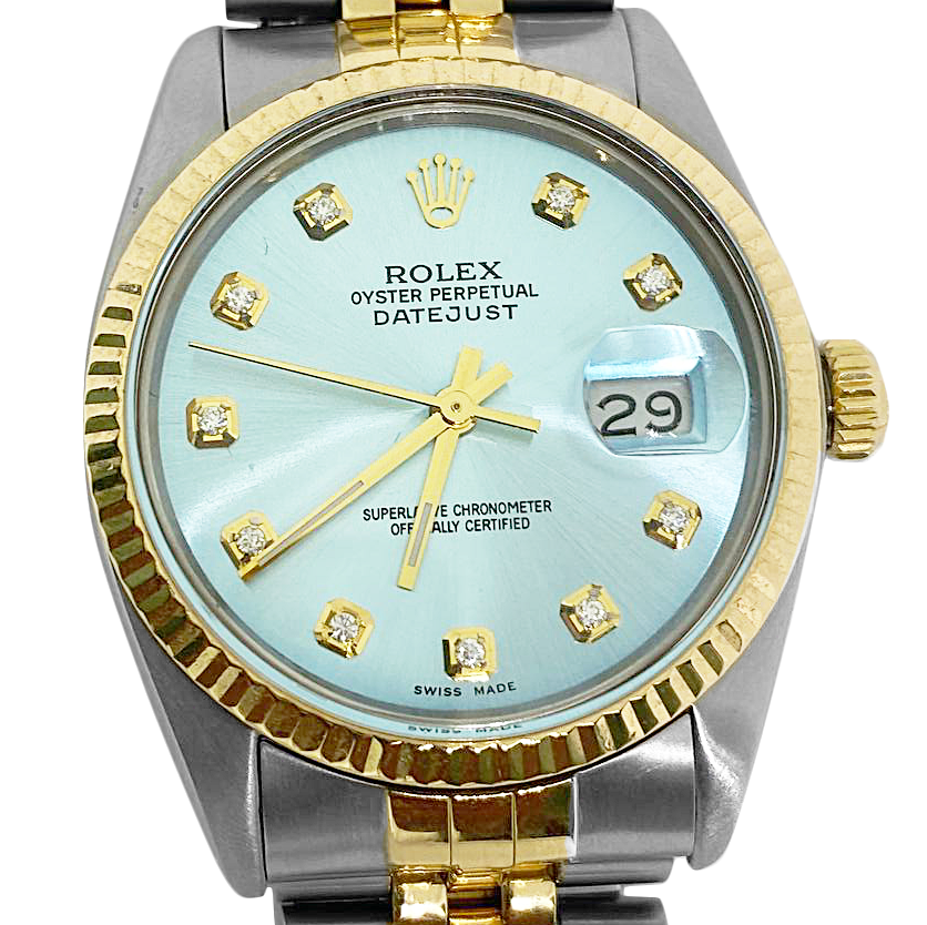 Rolex Gents Datejust Rolex Blue Ss & Gold Jubilee Bracelet QUICK SET