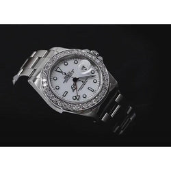 Rolex Gents Explorer Ii Watch White Dial Custom Diamond Bezel Ss