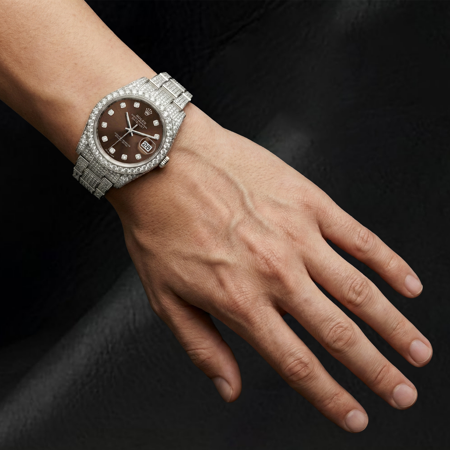 Authentic Brilliant Diamond Rolex 16.75 ct Stainless Steel – close-up