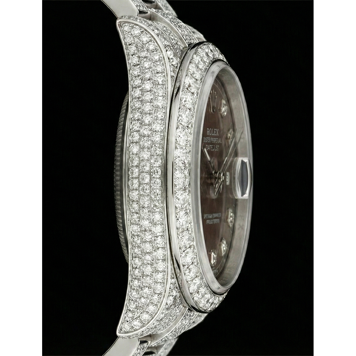 Diamond Rolex 26.5-ct Stainless Steel – side view