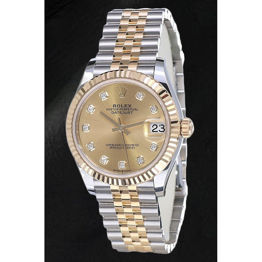 Rolex Lady Datejust 31mm Champaign Diamond Dial Gold Steel Watch