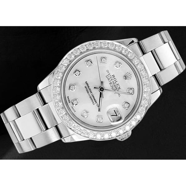 Rolex Lady Datejust 31 mm White Mother Of Pearl Diamond Dial Stainless Steel Watch