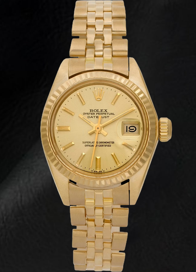 Rolex Lady Datejust President Style Champagne 26 mm Yellow Gold Watch