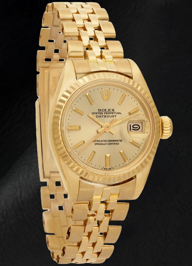 Rolex Lady Datejust President Style Champagne 26 mm Yellow Gold Watch