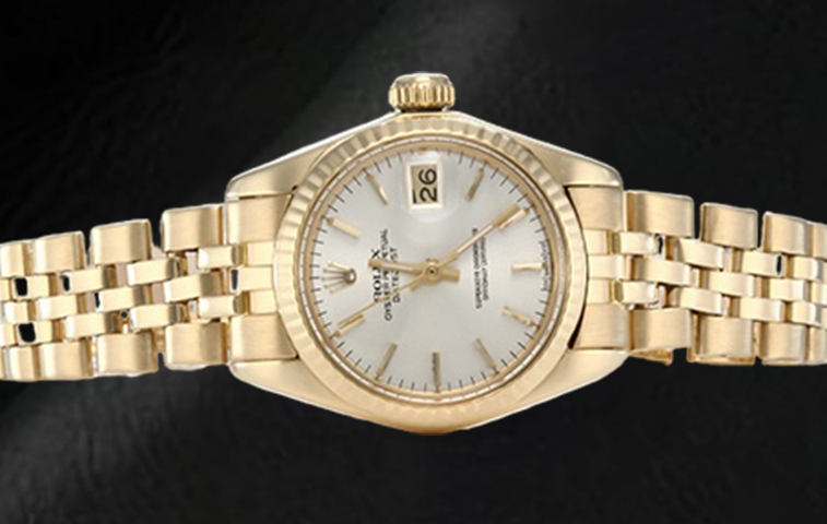 Rolex Lady Datejust White Stick Dial President Yellow Gold Watch