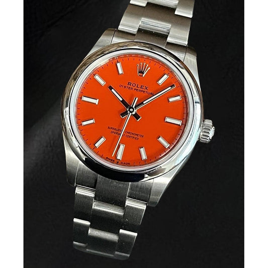 Rolex Oyster Perpetual 31 Red Luminous Stainless Steel Watch