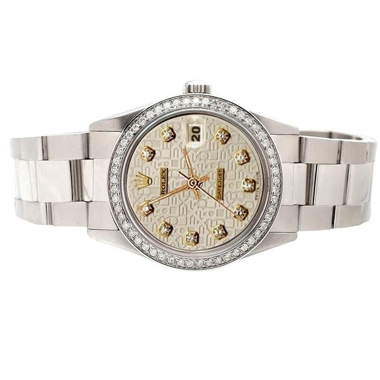 White Diamond Dial Bezel Datejust Watch