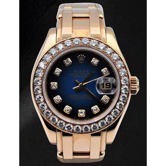 Rolex Pearlmaster 18K Yellow Gold Diamond Ladies Watch