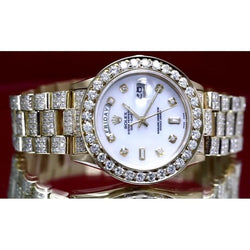 Rolex Pearlmaster Watch 10 Ct. Iced Out Custom Diamond Gold