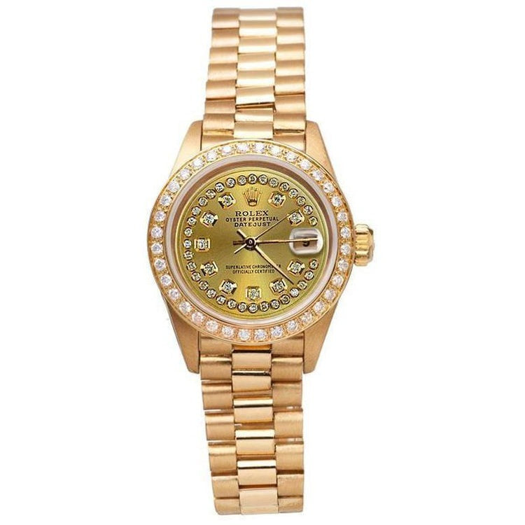 President Style Champagne String Dial Watch