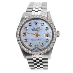 Rolex Ss Date Just Watch White Diamond Dial Bezel Men QUICK SET