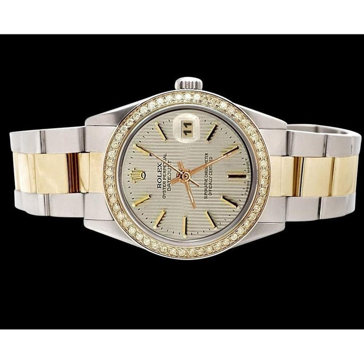 Ss & Gold Oyster Bracelet White Stick Dial