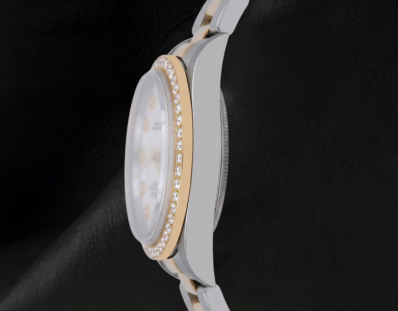 Rolex 14233 White Mother Of Pearl Diamond Dial 34mm Two Tone Watch