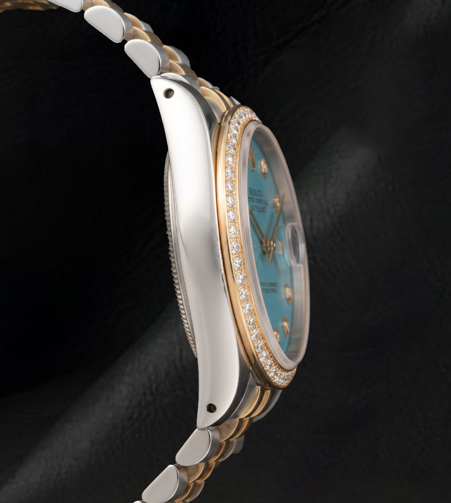 Rolex 16013 Datejust 36mm Blue Diamond Dial Two Tone Watch