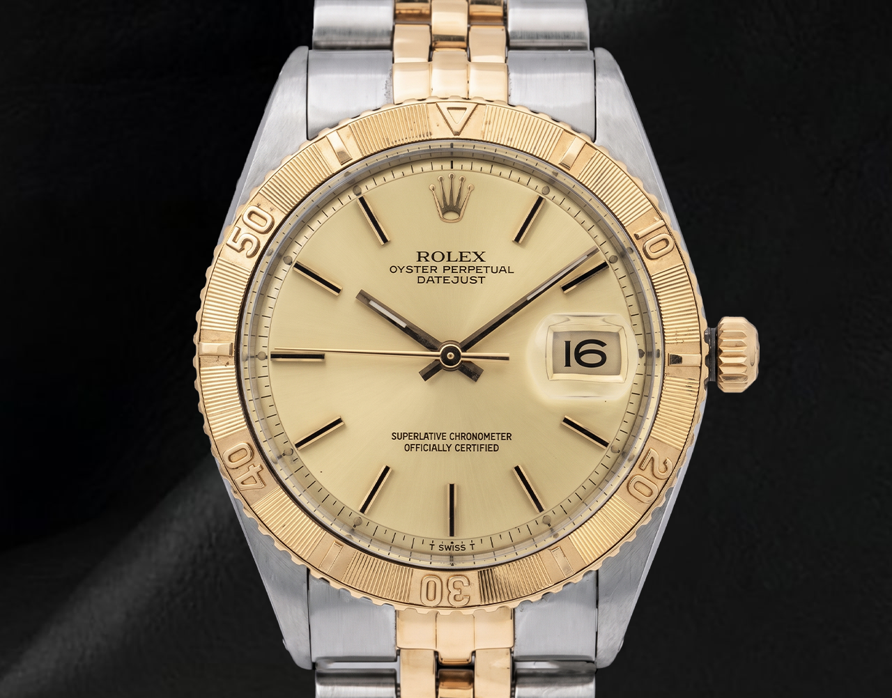 Rolex 16013 Datejust Champagne Dial Turn-O-Graph Bezel 36mm Two Tone Watch