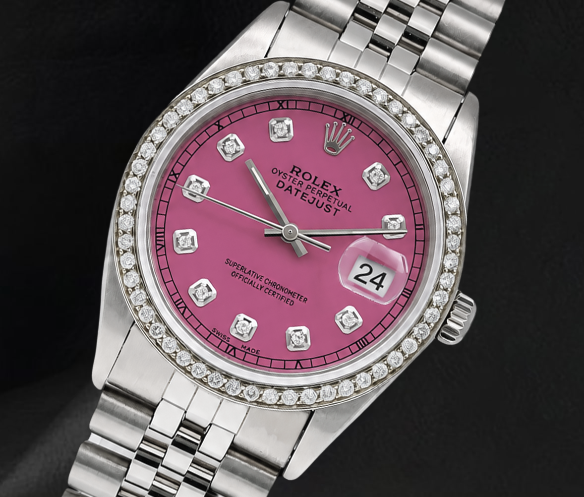 Rolex 16014 Datejust 36mm Pink Diamond Dial Stainless Steel Watch