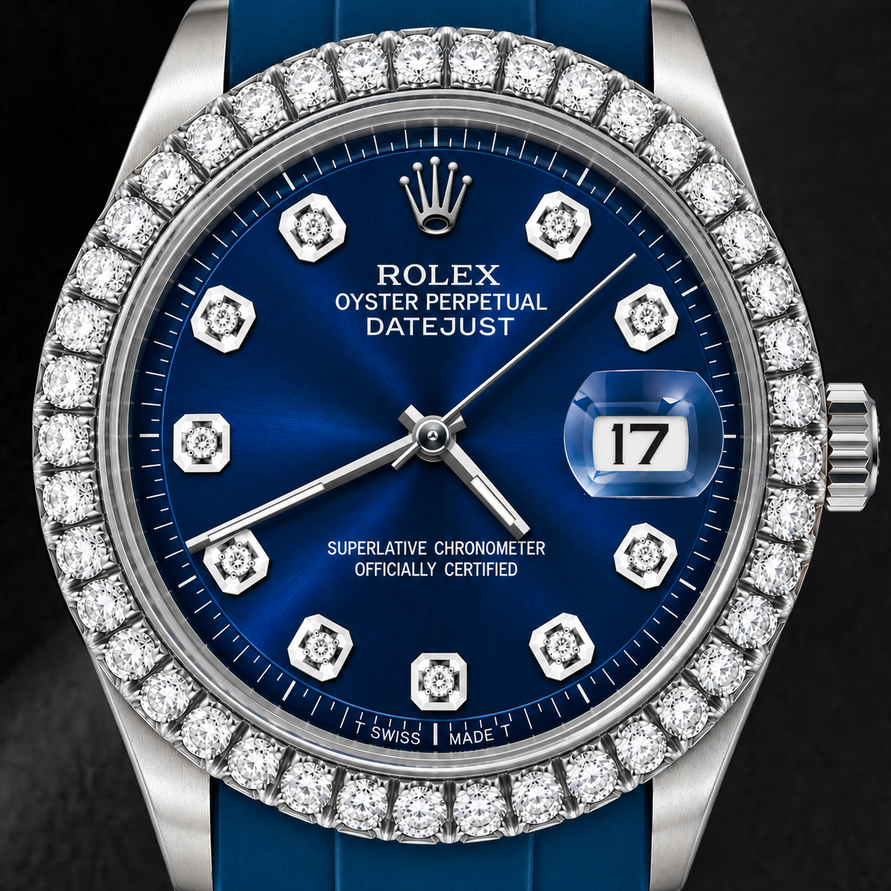 Rolex 1601 Datejust 36mm Blue Diamond Dial Watch