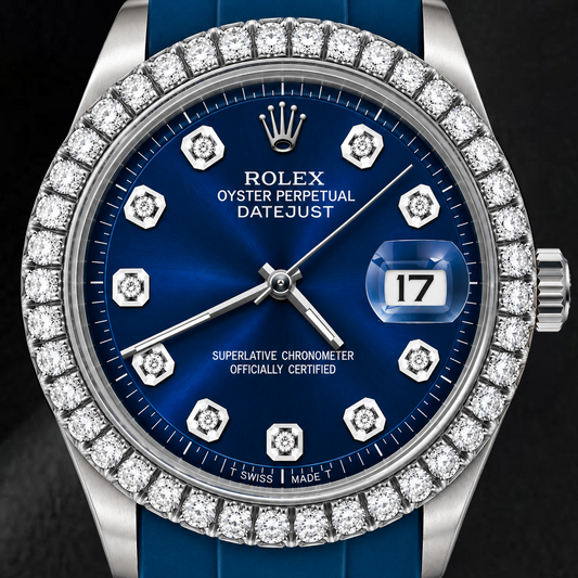 Rolex 1601 Datejust 36mm Blue Diamond Dial Watch