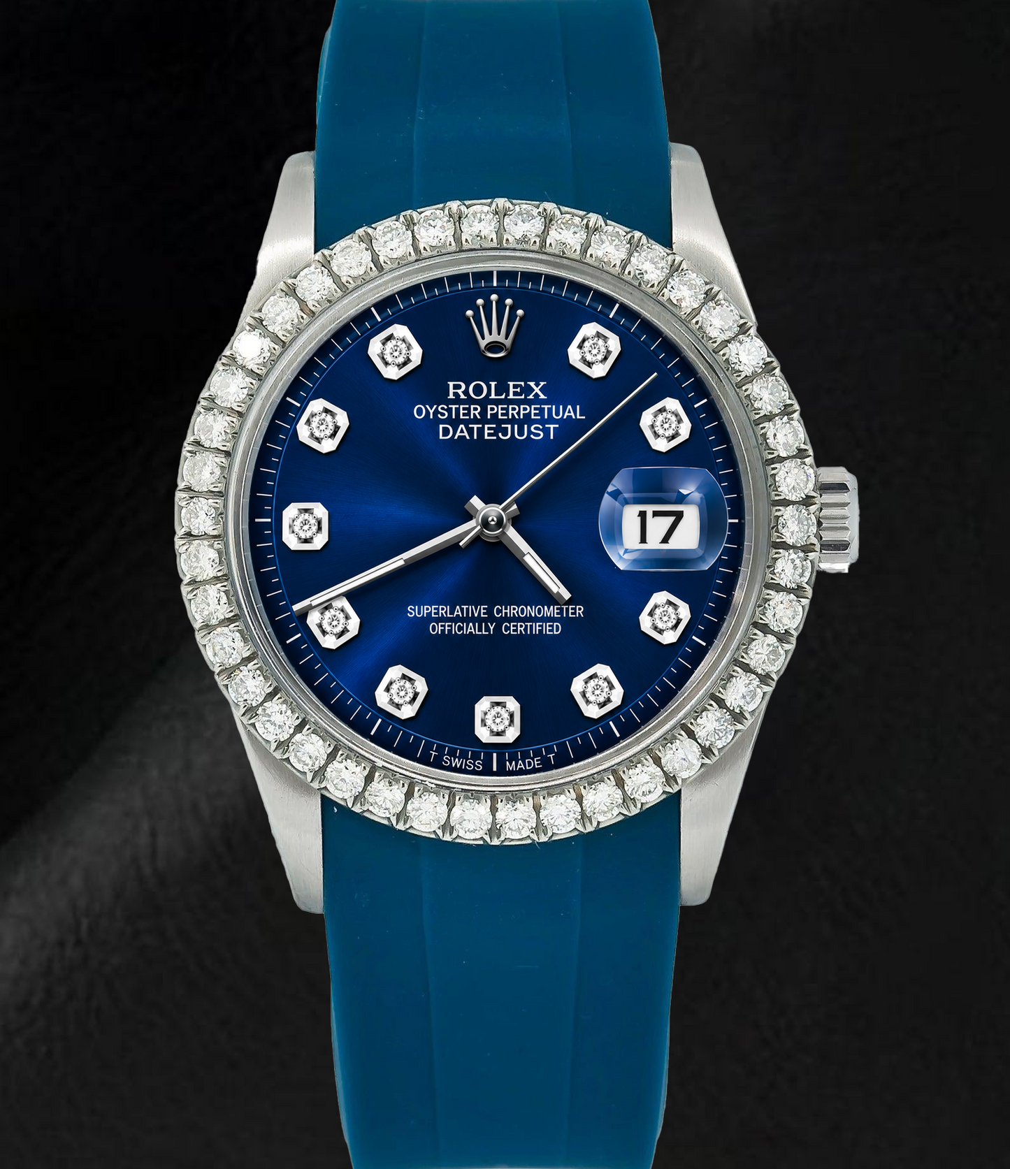 Rolex 1601 Datejust 36mm Blue Diamond Dial Watch