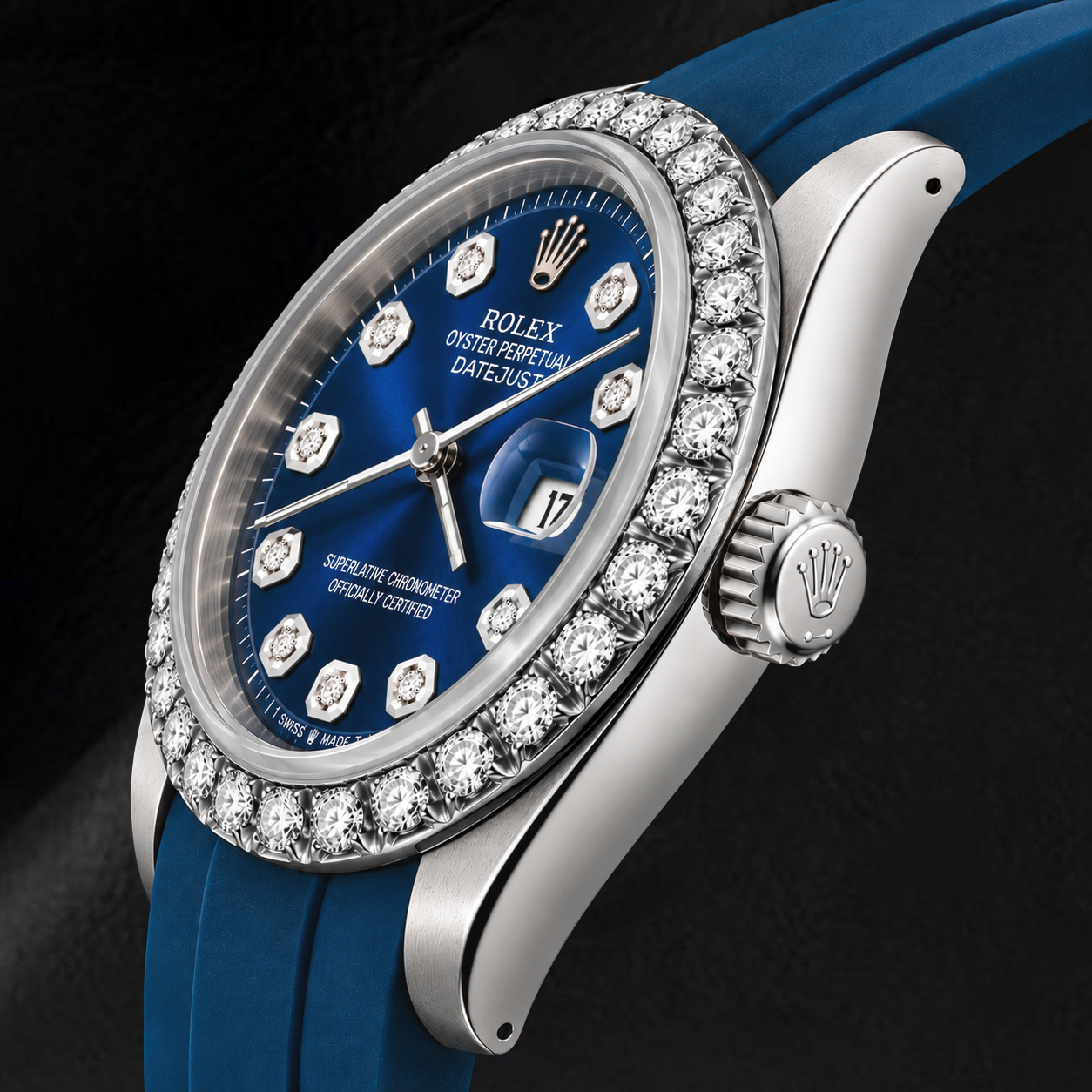 Rolex 1601 Datejust 36mm Blue Diamond Dial Watch