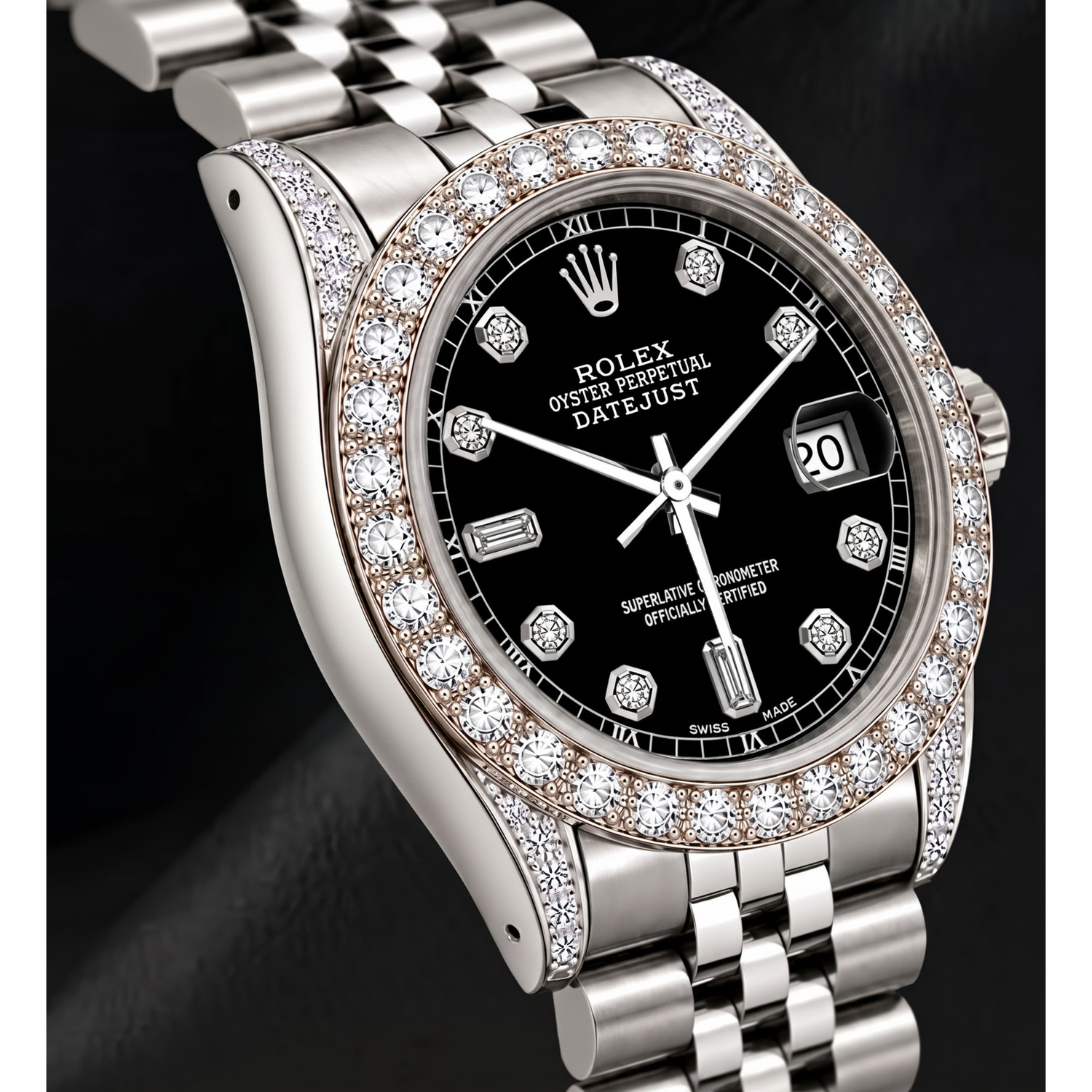 Rolex 16200 Datejust 36mm  Black Diamond Dial Stainless Steel Watch
