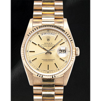 Natural Rolex Day-Date 36 Gold Stick Dial Yellow Gold Watch