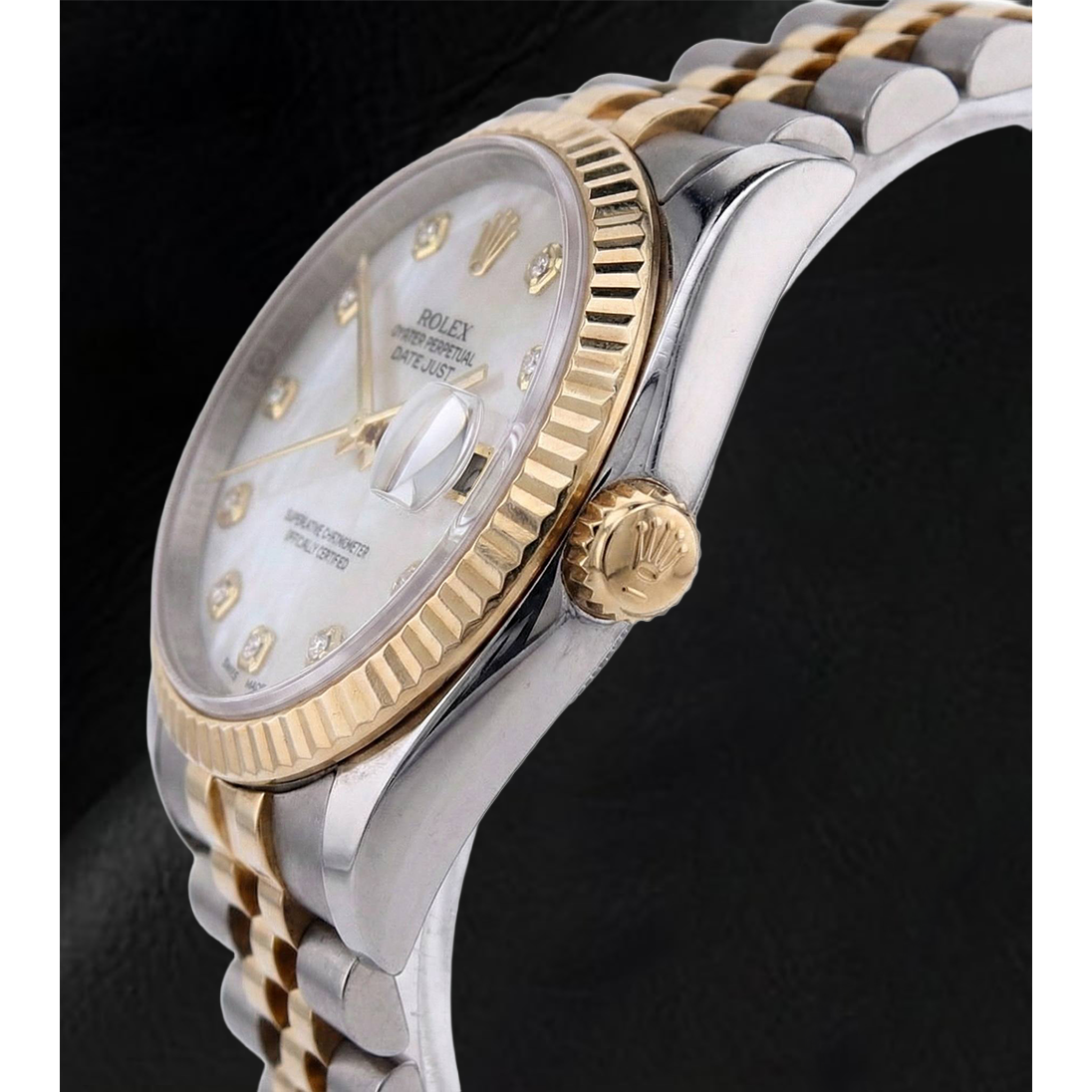 Rolex Two Tone with Pearl – angle view