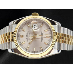 Men's Sterling Silver Two Tone Gold Rolex with Gemstone – ct
