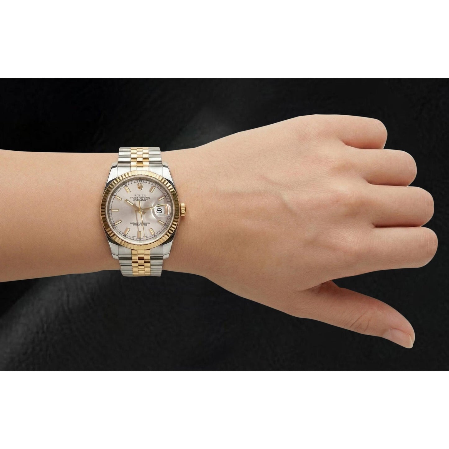Gemstone Rolex -ct Sterling Silver Two Tone Gold – back view