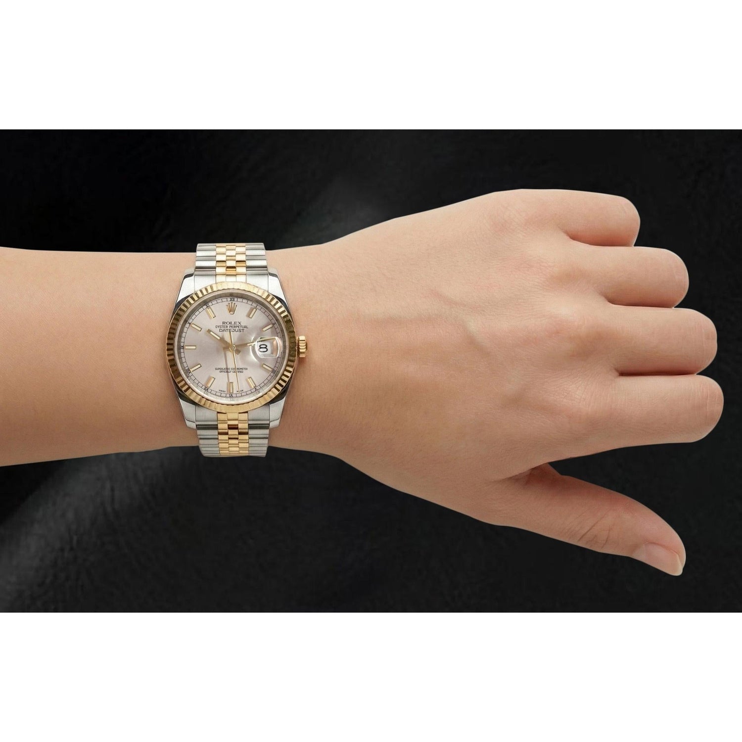 Gemstone Rolex -ct Sterling Silver Two Tone Gold – back view