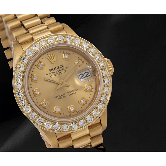 Rolex 26mm 6917 Champagne Diamond Dial Presidential Yellow Gold Watch 18K