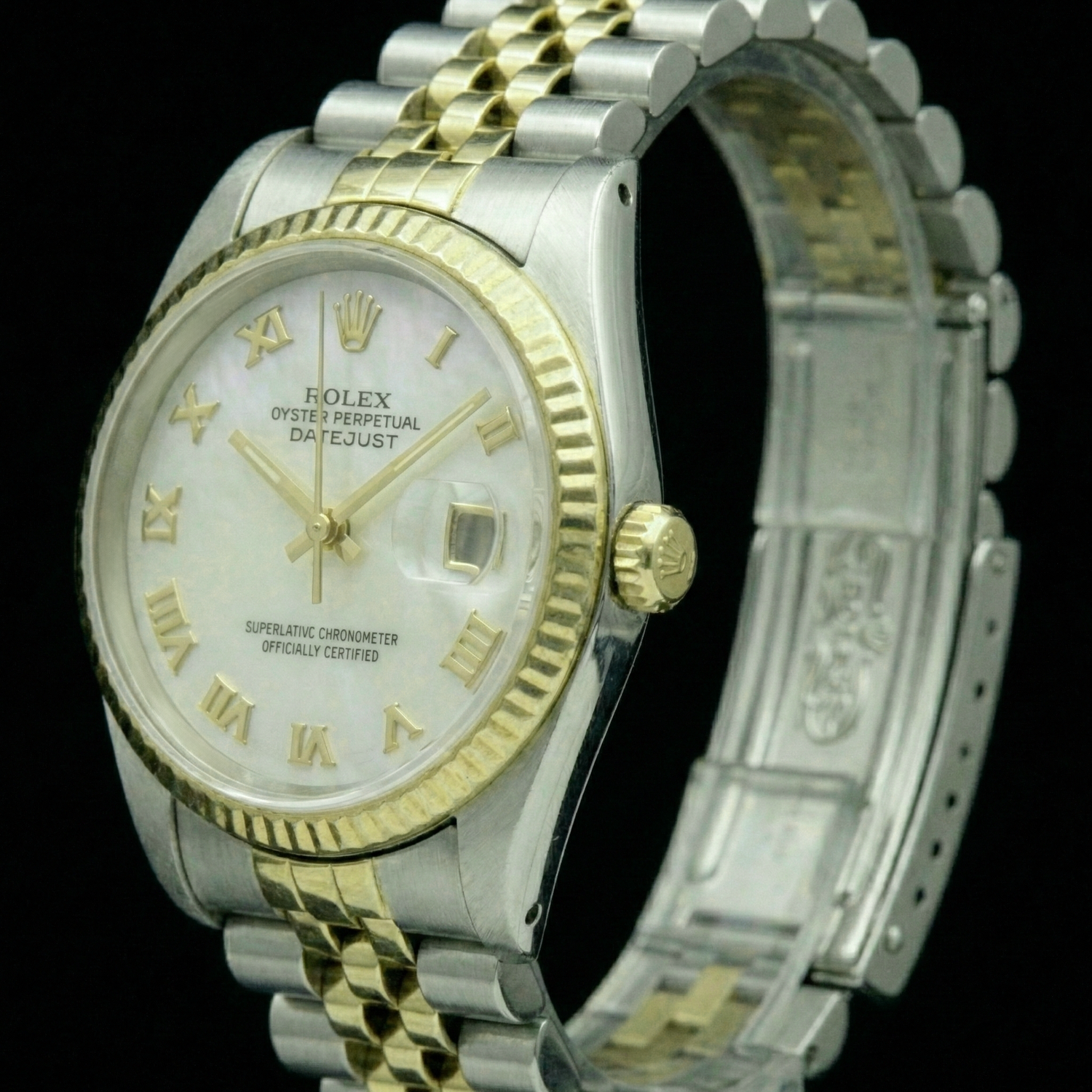 Pearl ring in Two Tone – side view