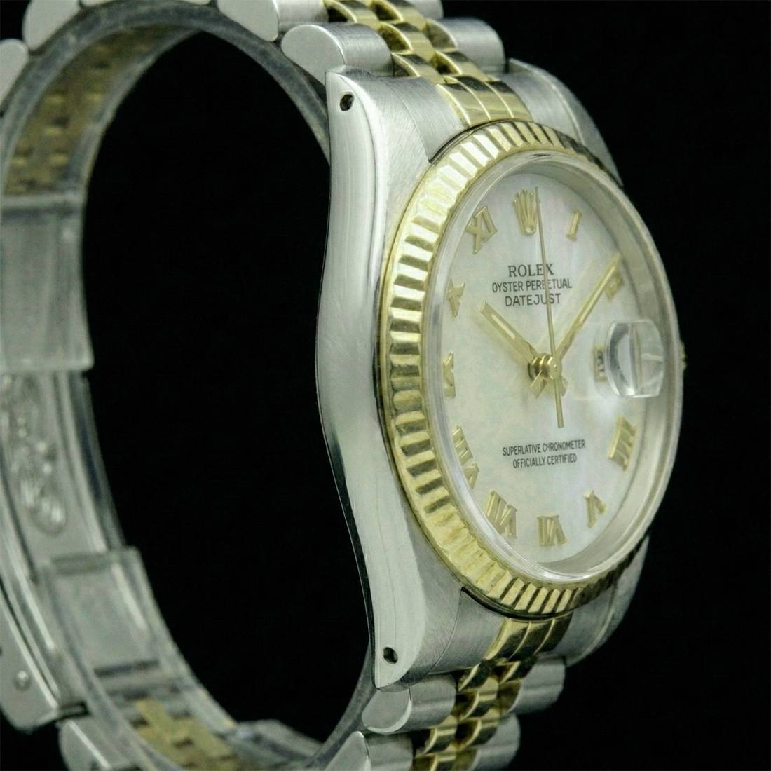 Genuine Pearl Rolex ct Two Tone – profile view