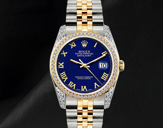 Rolex 36mm Datejust 16013 Blue Roman Dial Jubilee Bracelet Two Tone Watch
