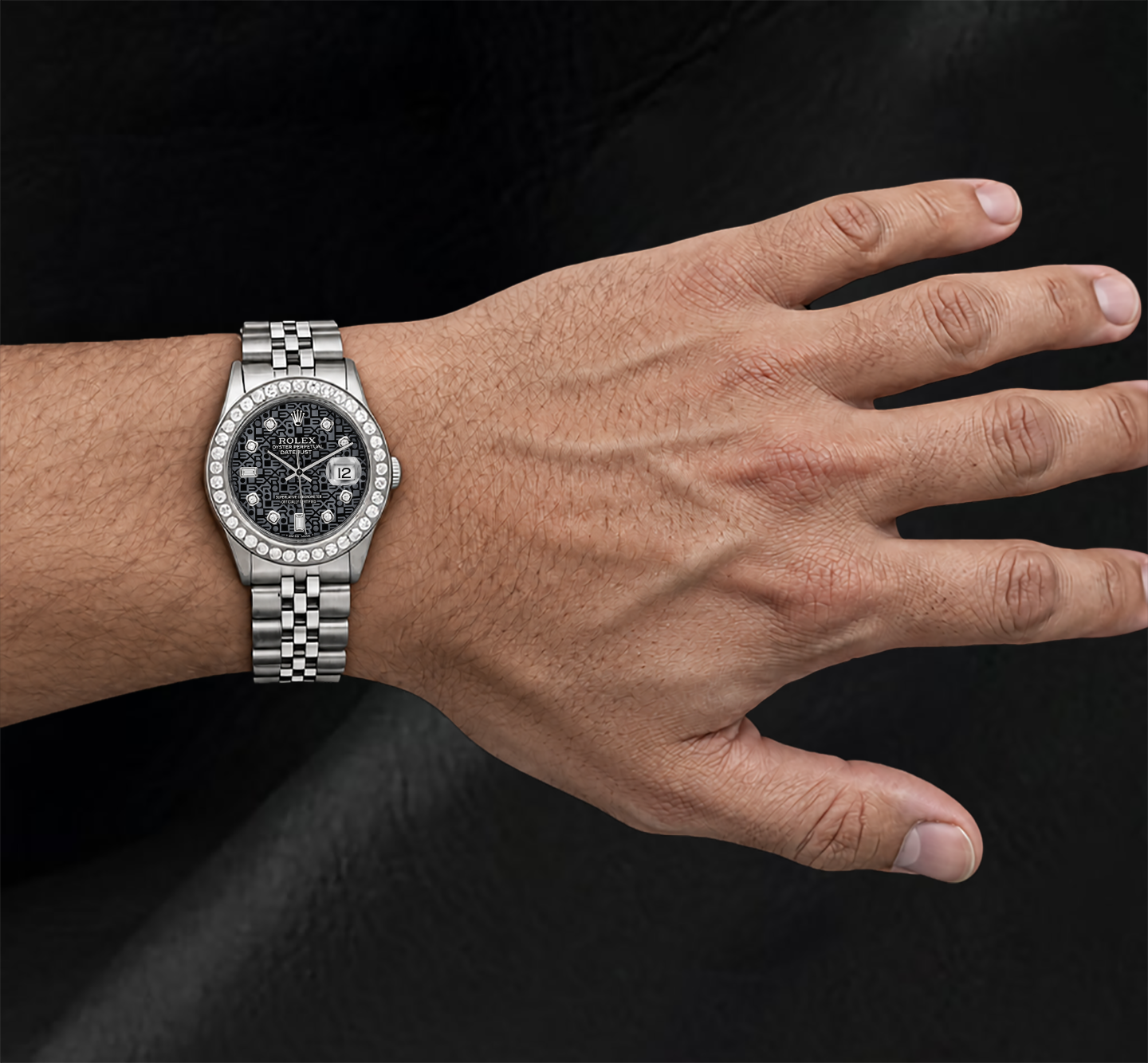 Rolex 36mm Datejust 16014 Blue Pattern Diamond Dial Stainless Steel Watch