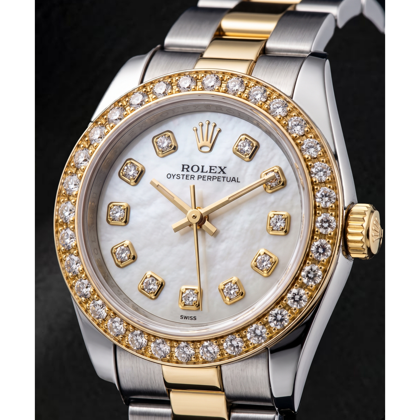 Rolex 6719 26 mm Two Tone Bracelet Mother Of Pearl Diamond Dial Ladies Watch