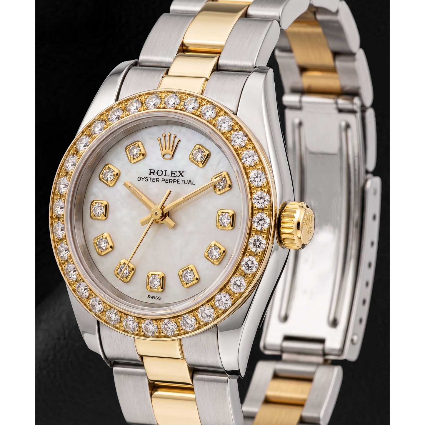 Rolex 6719 26 mm Two Tone Bracelet Mother Of Pearl Diamond Dial Ladies Watch