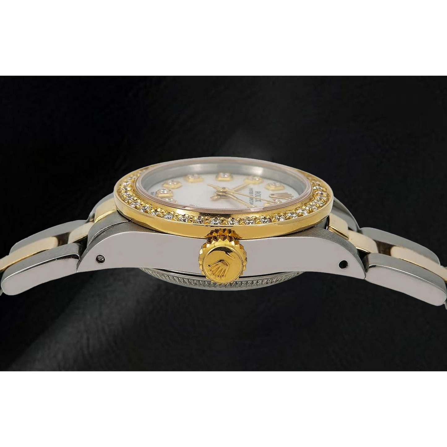 Rolex 6719 26 mm Two Tone Bracelet Mother Of Pearl Diamond Dial Ladies Watch
