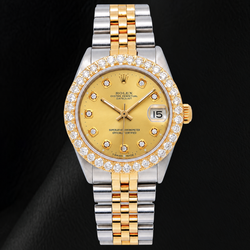 Rolex 6827 Datejust 31mm Champagne Diamond Dial Two Tone Watch