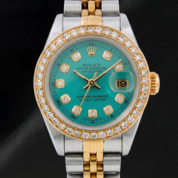 Rolex 69173 Datejust 26mm Turquoise Diamond Dial Yellow Gold and Stainless Steel Watch