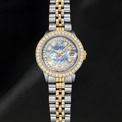 Rolex 6917 26mm Datejust Blue String Mother of Pearl Diamond Dial Two Tone Watch