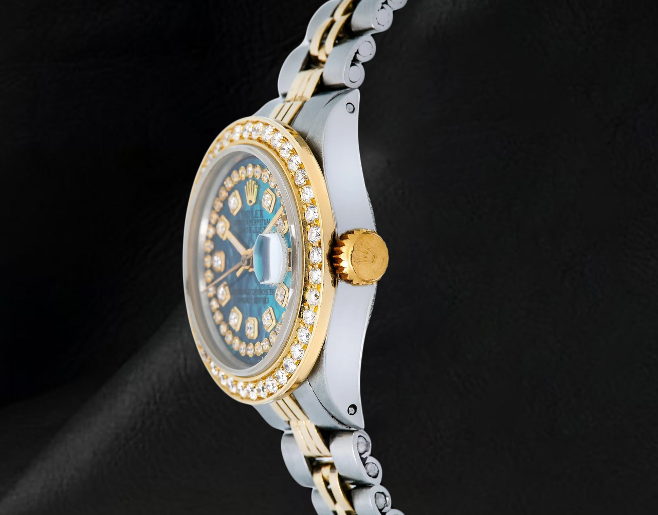 Rolex 6917 26mm Datejust Blue String Mother of Pearl Diamond Dial Two Tone Watch